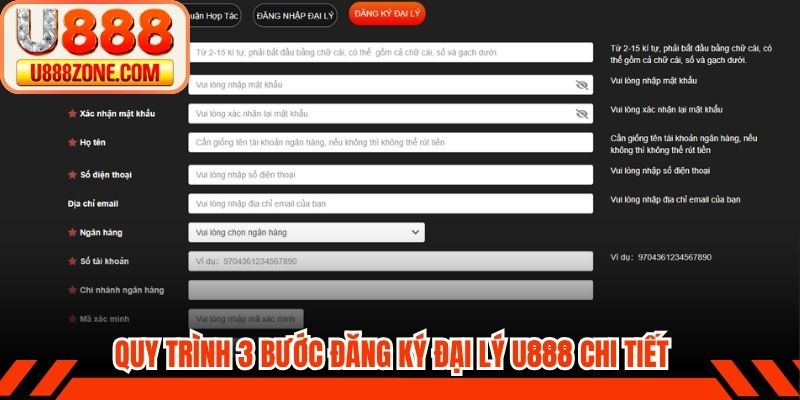 Quy trình 3 bước đăng ký đại lý U888 chi tiết cho bạn mới