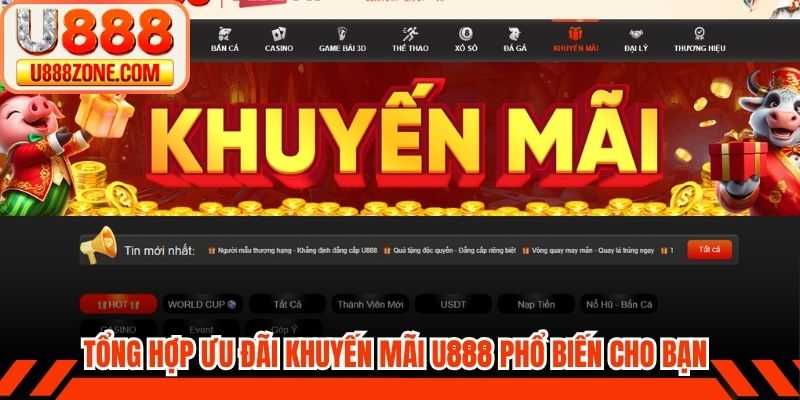 Tổng hợp ưu đãi khuyến mãi U888 phổ biến cho bạn